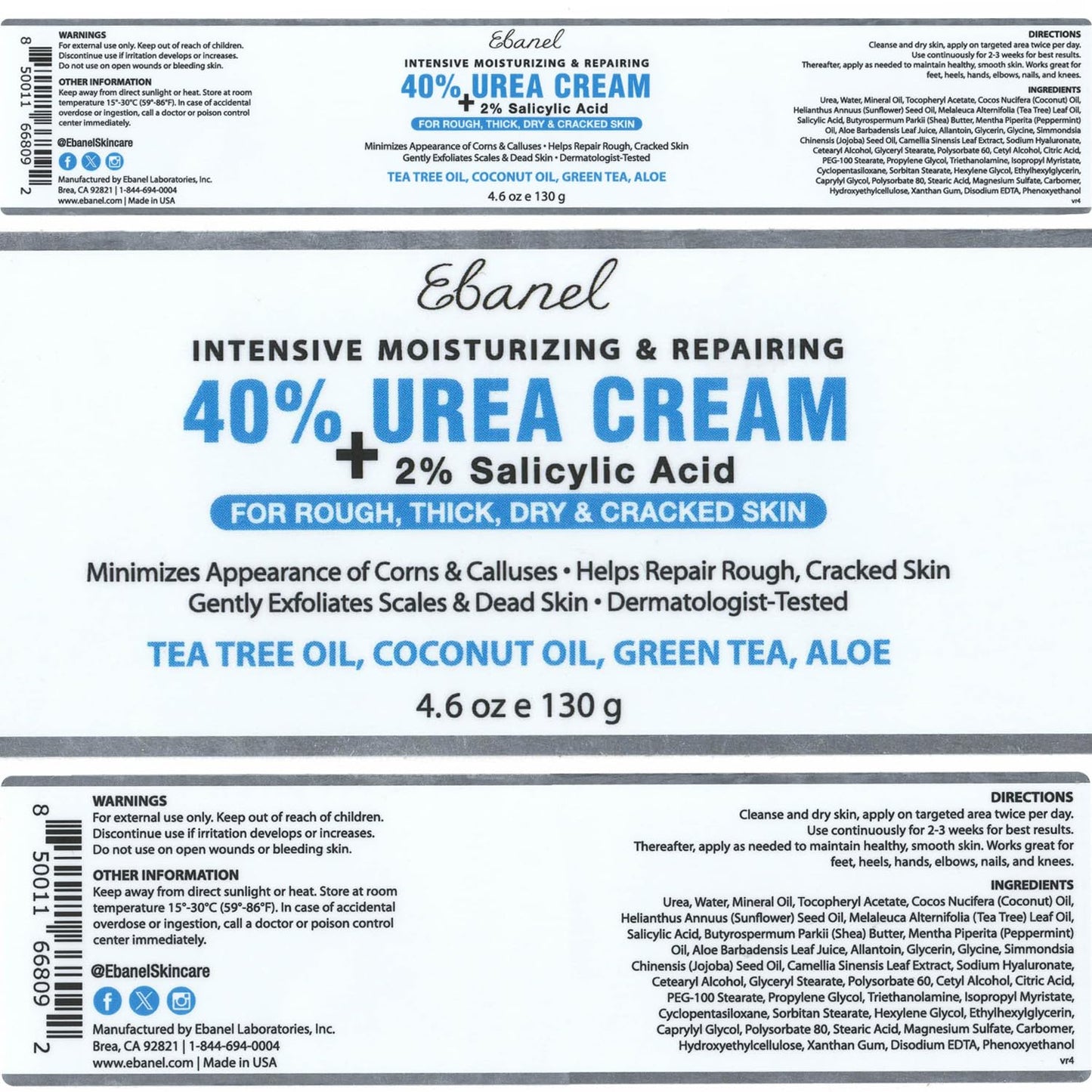 Ebanel Bundle of 40% Urea Cream 2-Pack and Callus Remover Gel Ebanel buy supplements Au