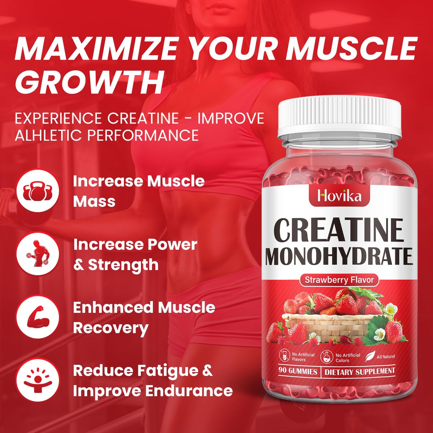Hovika Creatine Monohydrate Gummies for Men & Women, Chewable 3g Creatine Monohy HovikaBuy Supplements Australia