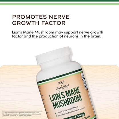 Organic Lions Mane Mushroom Capsules (120 Count), for Focus Support and Immune Health, Third Party Tested and Grown in The USA - by Double Wood Double Wood SupplementsBuy Supplements Australia