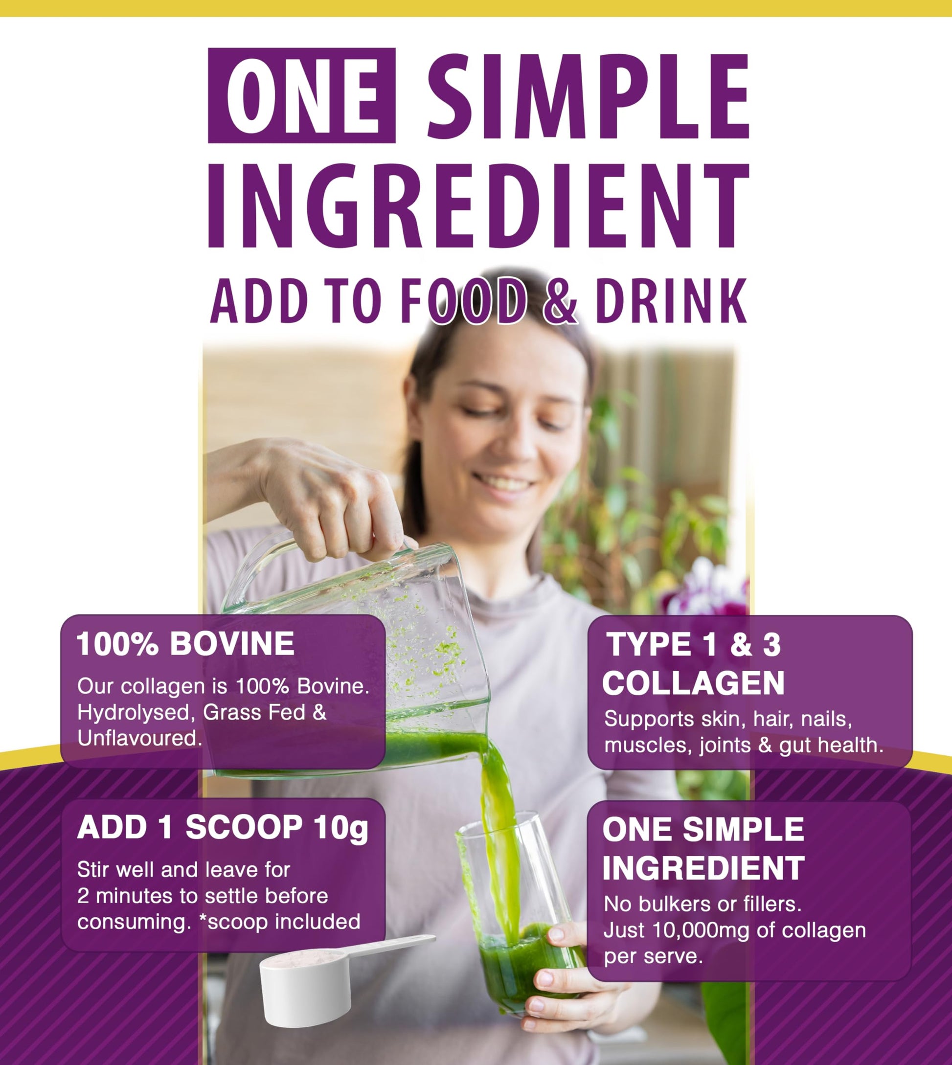 Premium Collagen Powder 300g Hydrolysed Bovine Collagen Peptides Powder ONYX INGREDIENTS 101Buy Supplements Australia