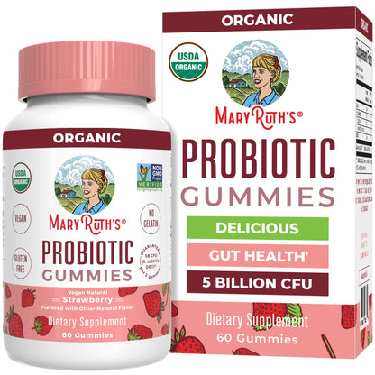 MaryRuth Organics USDA Organic Probiotic Gummies |Probiotics forWomen & Men Digestive Health & Gut Comfort Supplement 5 Billion CFU | Immune & Digestive Support | Vegan | Non-GMO | 60 Count MARYRUTH'SBuy Supplements Australia
