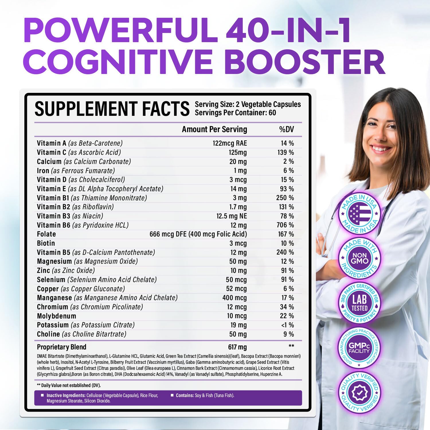 40-in-1 Brain Booster Supplements for Memory, Focus, Clarity, Energy, Performance | Natural Nootropic Brain Support Supplement with DMAE, Bacopa Monnieri & More | For Men & Women | 120 V Capsules Rainbow Nutrients, LLCBuy Supplements Australia