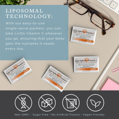 LivOn Laboratories Lypo–Spheric Vitamin C – 6 Cartons (180 Packets) – 1,000 mg Vitamin C & 1,000 mg Essential Phospholipids Per Packet – Liposome Encapsulated for Improved Absorption – 100% Non–GMO LivOn LaboratoriesBuy Supplements Australia