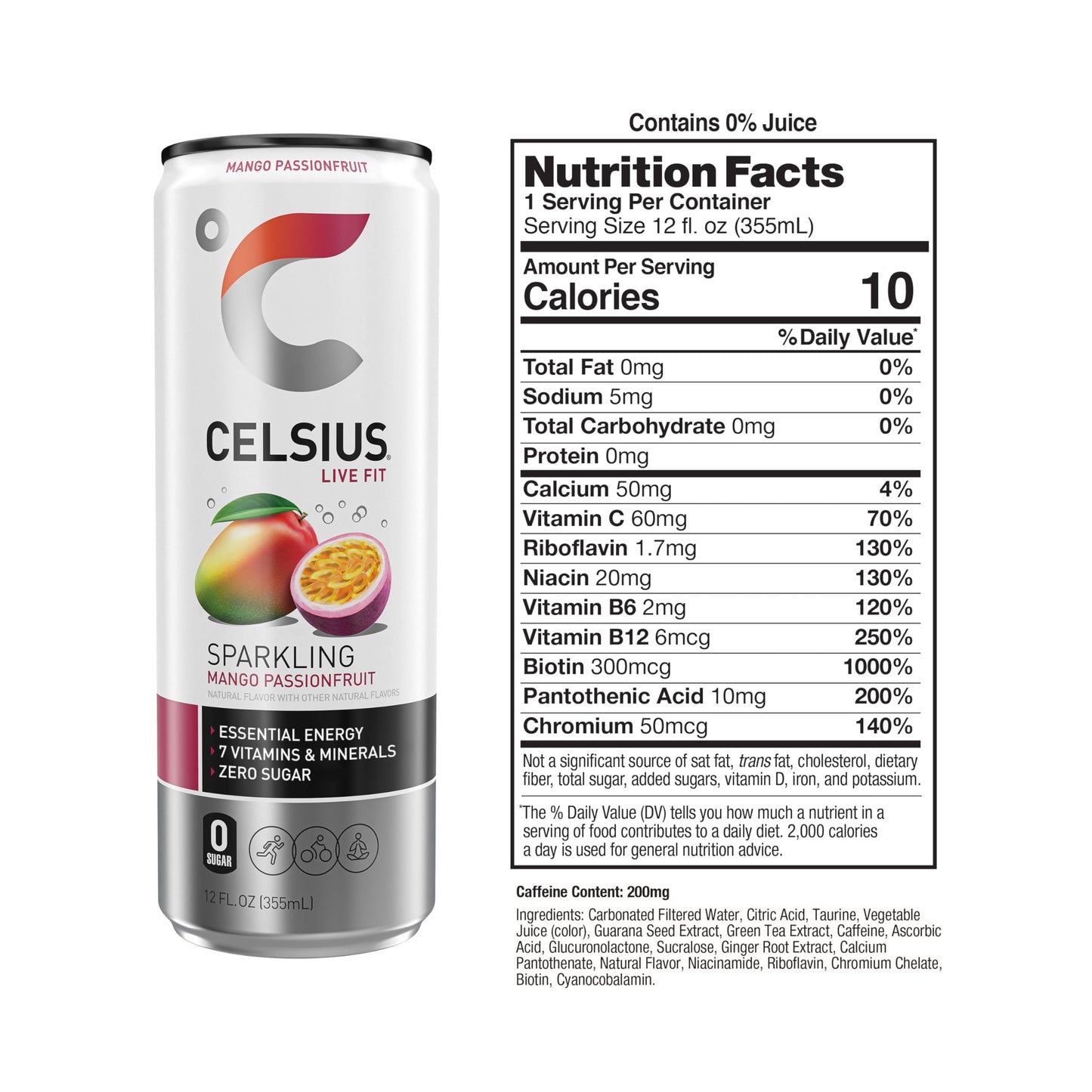 CELSIUS Sparkling Mango Passionfruit, Functional Essential Energy Drink 12 Fl Oz CELSIUSBuy Supplements Australia
