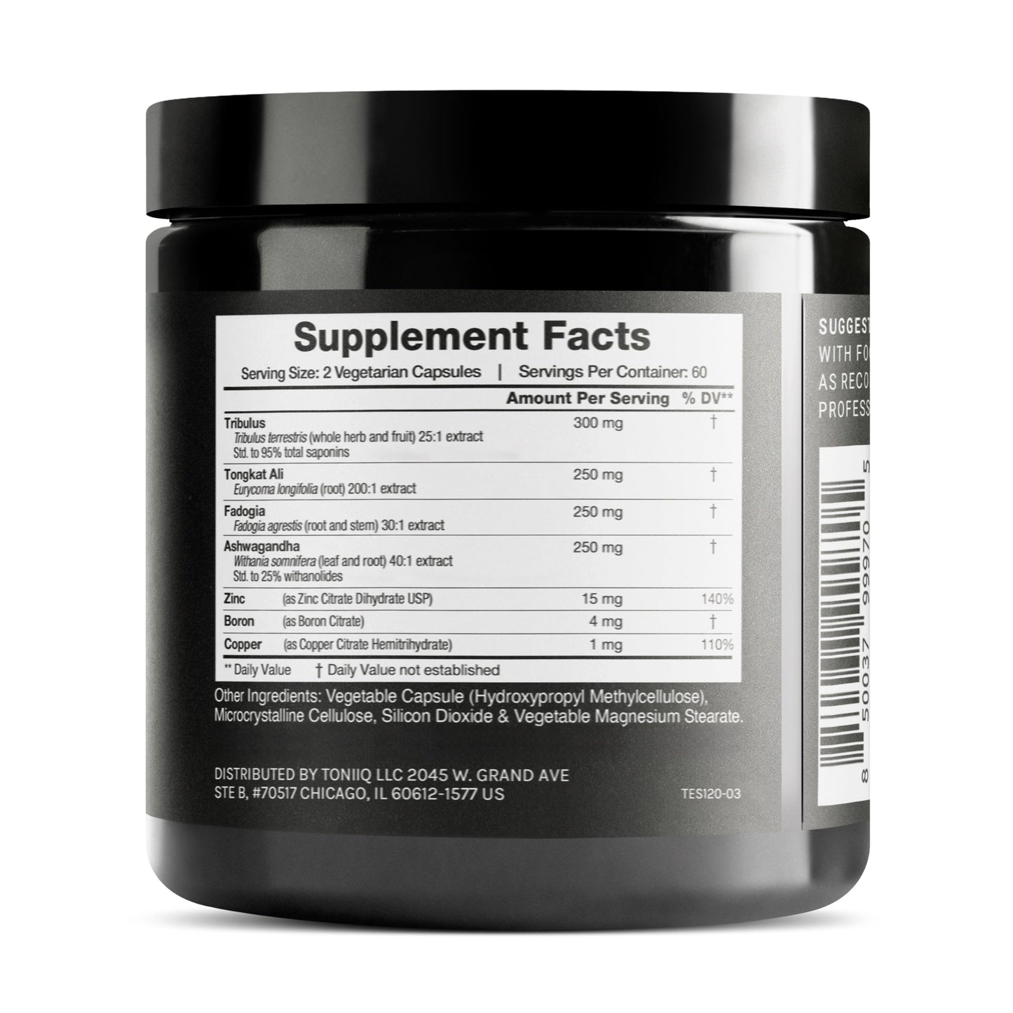 Elite T Formula - Ultra High Potency 200:1 Tongkat Ali, 30:1 Fadogia & 25% Withanolides Ashwagandha - Tribulus with 95% Saponins, Zinc, Boron & Copper - Third-Party Lab Tested - 120 Capsules Toniiq buy supplements Au
