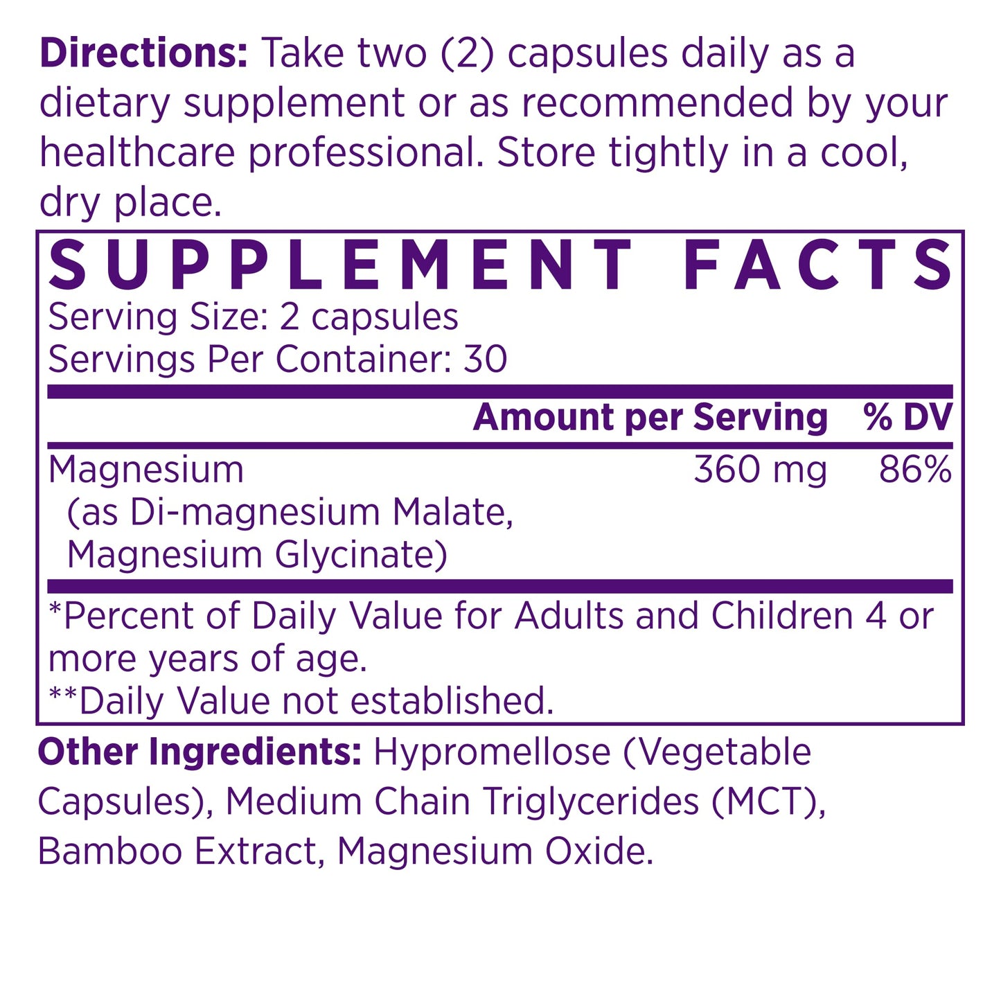 NAOMI Mighty Mg Magnesium Glycinate & Malate Complex 360mg, High Absorption Formula, Elemental Magnesium Supports Heart Health, Strong Bones, Better Sleep, Gluten-Free, Non-GMO, Vegan, 60 Veggie Caps NAOMIBuy Supplements Australia