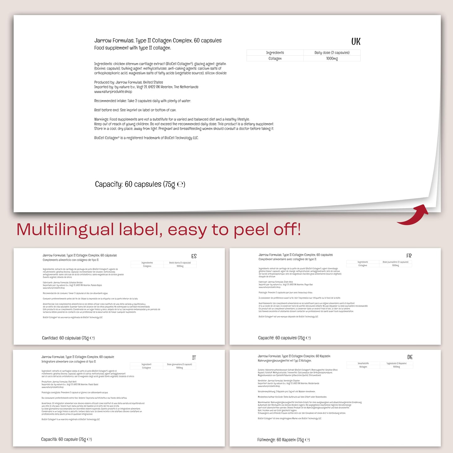 Jarrow Formulas, Type II Collagen Complex (Type 2 Collagen), 60 Capsules Jarrow FormulasBuy Supplements Australia