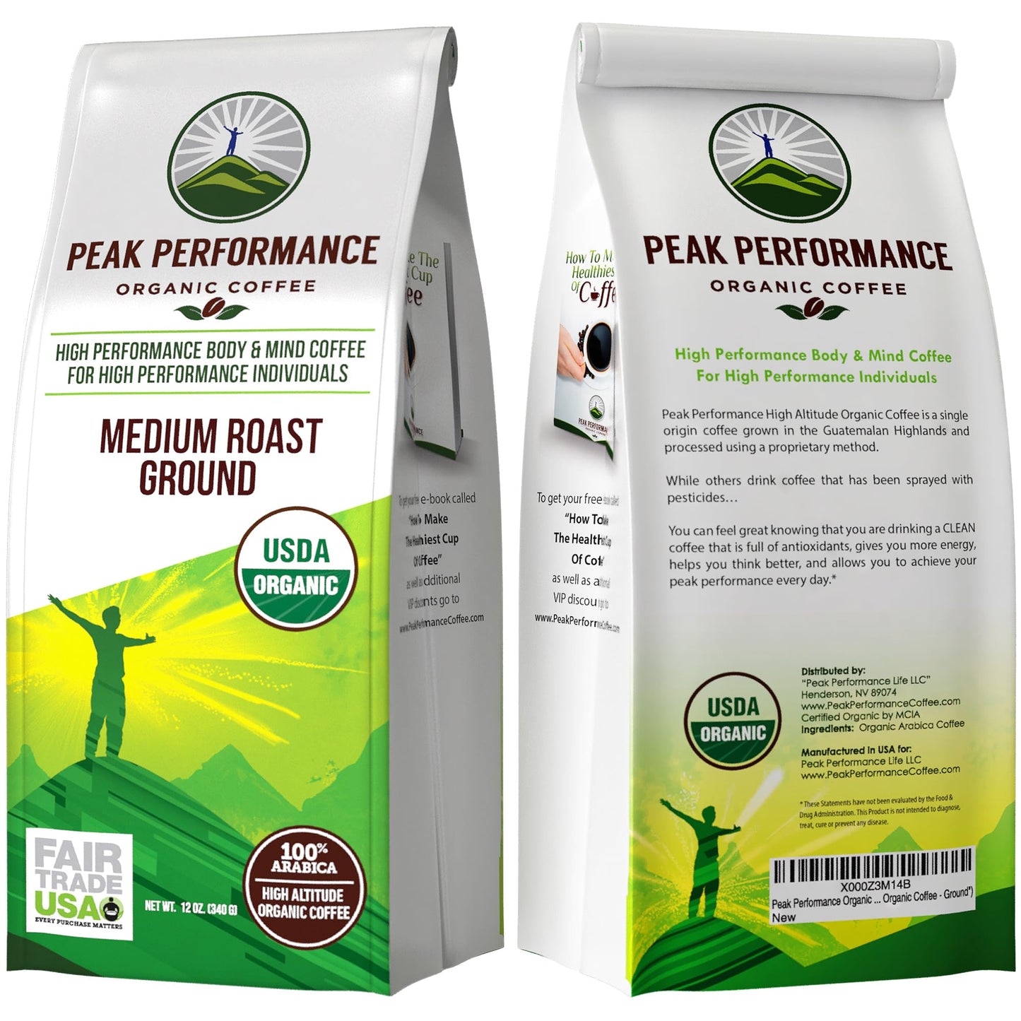 Peak Performance High Altitude Organic Coffee - Fair Trade, Low Acid, Non GMO, and Beans Full of Antioxidants - Medium Roast Smooth Tasting USDA Certified Organic Ground Coffee Bag 12 oz Peak PerformanceBuy Supplements Australia
