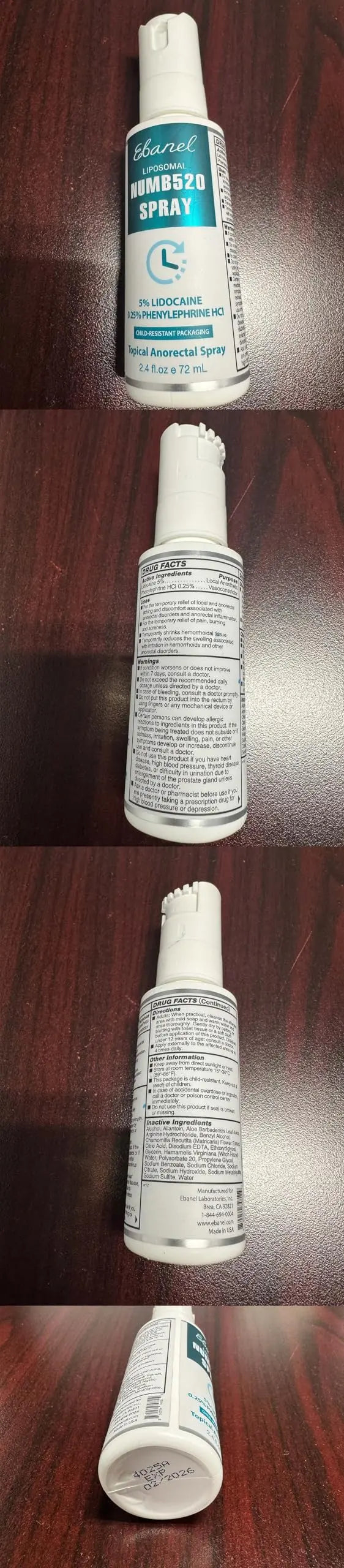 Ebanel 5% Lidocaine Spray Pain Relief Numb520 Burn Itch Relief Numbing Spray for Skin, Topical Anesthetic Postpartum Hemorrhoid Treatment with Phenylephrine for Local and Anorectal Uses EBANEL LABORATORIESBuy Supplements Australia