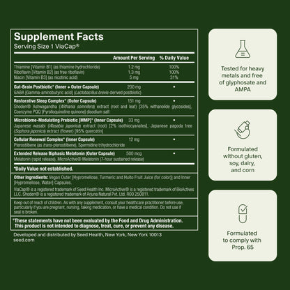 Seed PM-02 Sleep + Restore - Sleep Aid for Women & Men - Non-Habit Forming Bioidentical Melatonin & Ashwagandha - Vegan & Shelf-Stable - 30 Capsules (30-Day Supply) Seed buy supplements Au