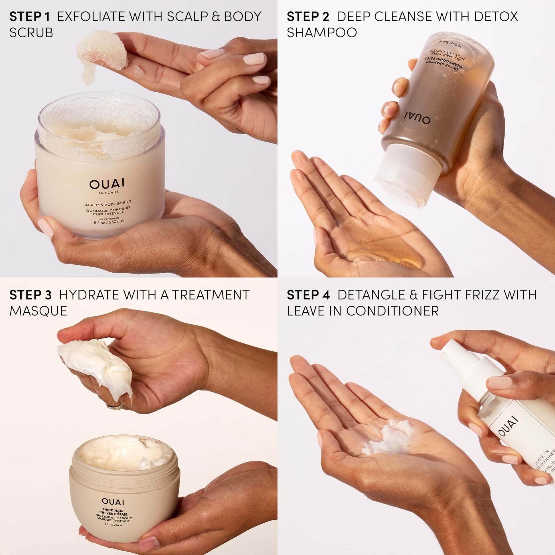 OUAI Detox Shampoo & Medium Hair Conditioner Bundle - Clarifying Shampoo for Build Up, Dirt, Oil, Product and Hard Water & Hydrating Conditioner for Medium Hair (2 Count) OUAIBuy Supplements Australia