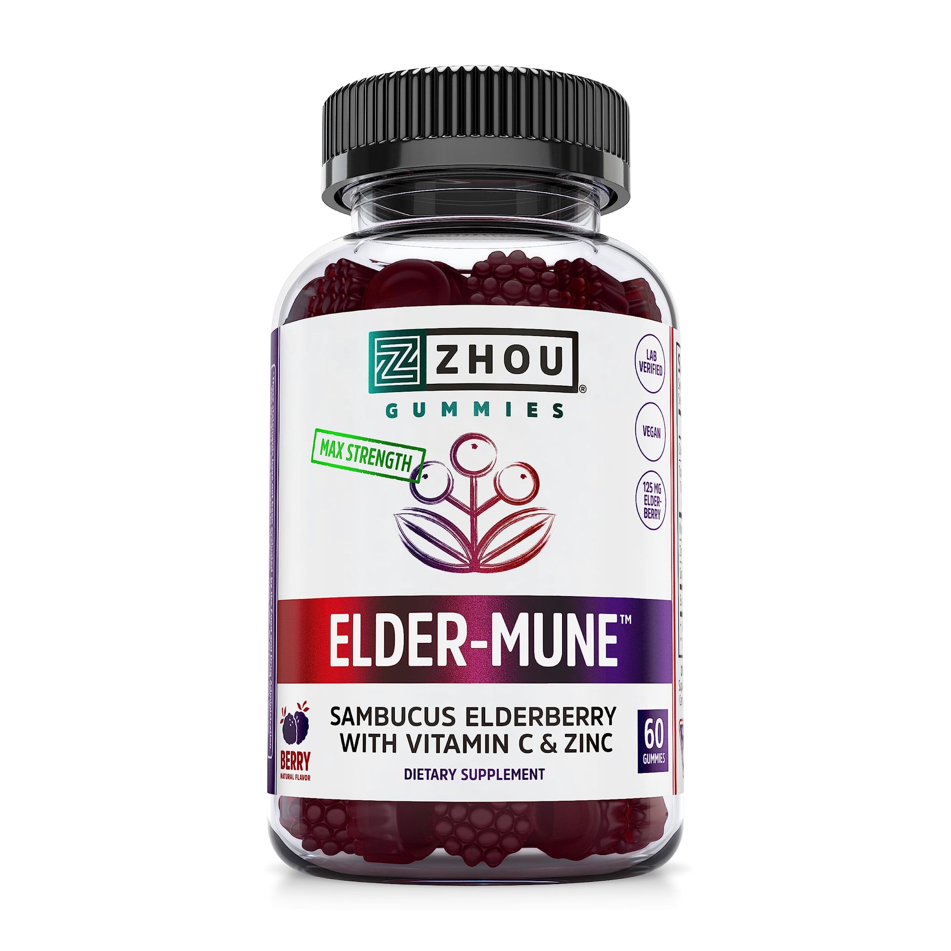 Zhou Nutrition Elder-Mune Sambucus Elderberry Gummies with Zinc and Vitamin C & vH Zhou NutritionBuy Supplements Australia