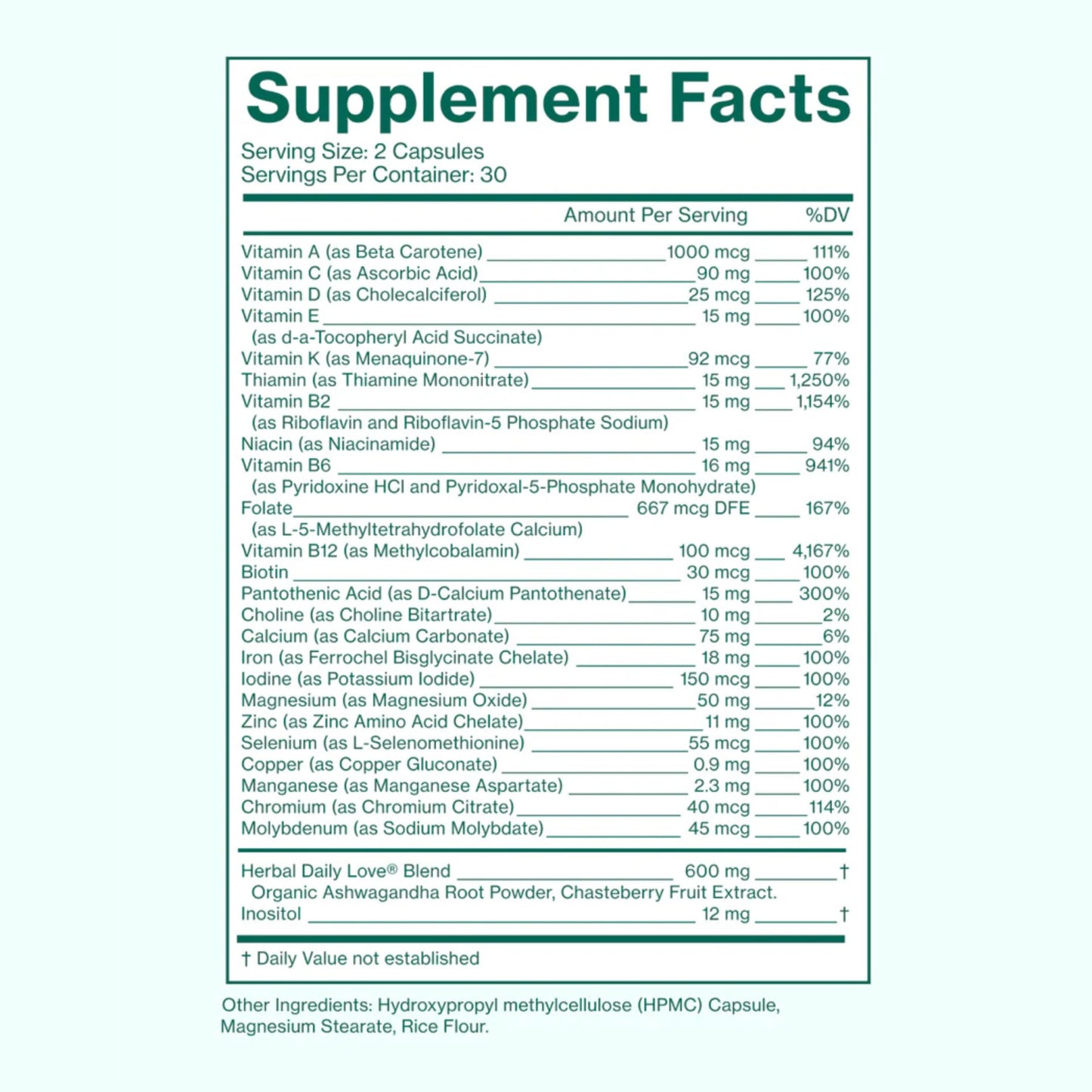 Love Wellness Daily Love Multivitamin for Women | Supports Energy, Cortisol, Immune Health, Stress Relief, & PMS | Complete with Vitamin D, C, Iron, Calcium, Zinc