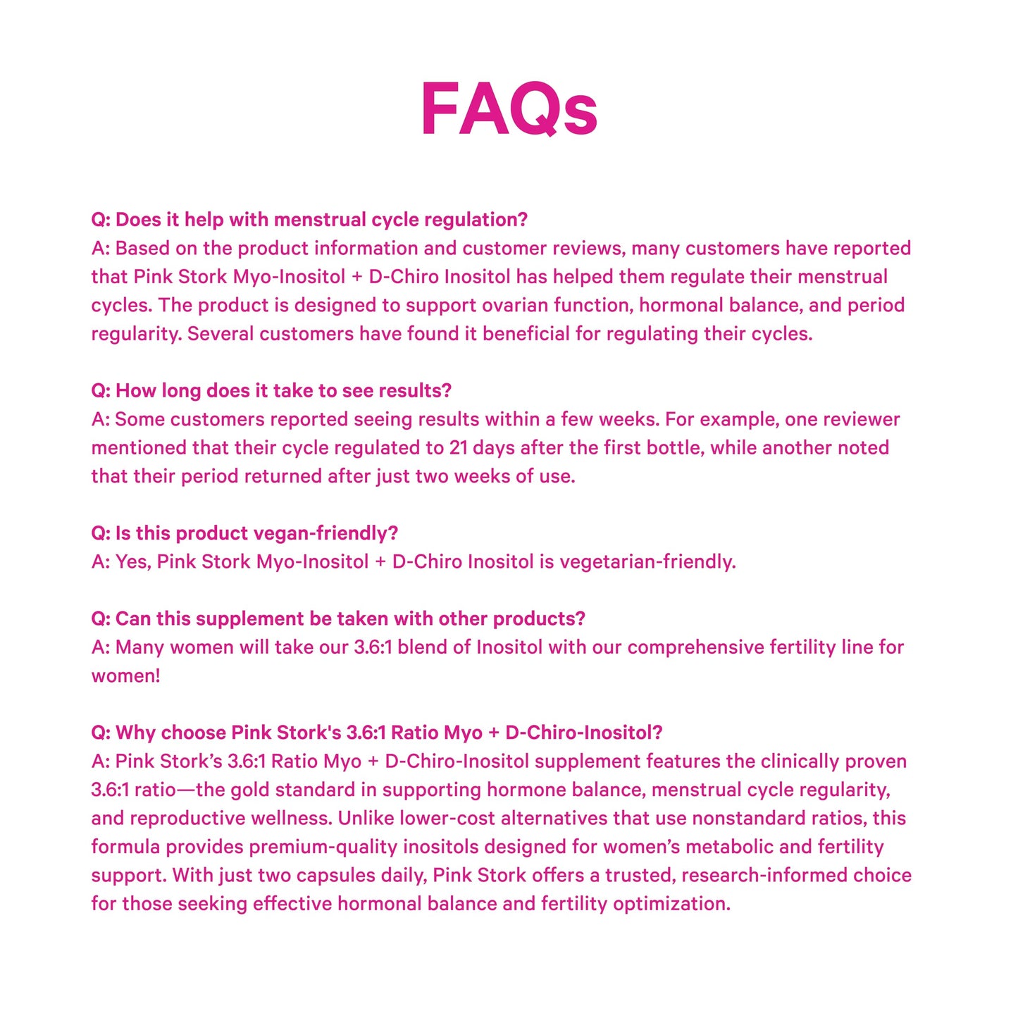 Pink Stork Myo-Inositol & D-Chiro Inositol: 3.6:1 Blend to Support Fertility, Hormone Balance for Women - Ovarian Function, Ovulation, Conception, and Period Support Supplement - 60 Capsules Pink StorkBuy Supplements Australia