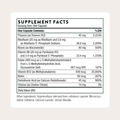 THORNE - B-Complex #12 - Vitamin B Complex with Active B12 and Folate - 60 Capsules THORNEBuy Supplements Australia