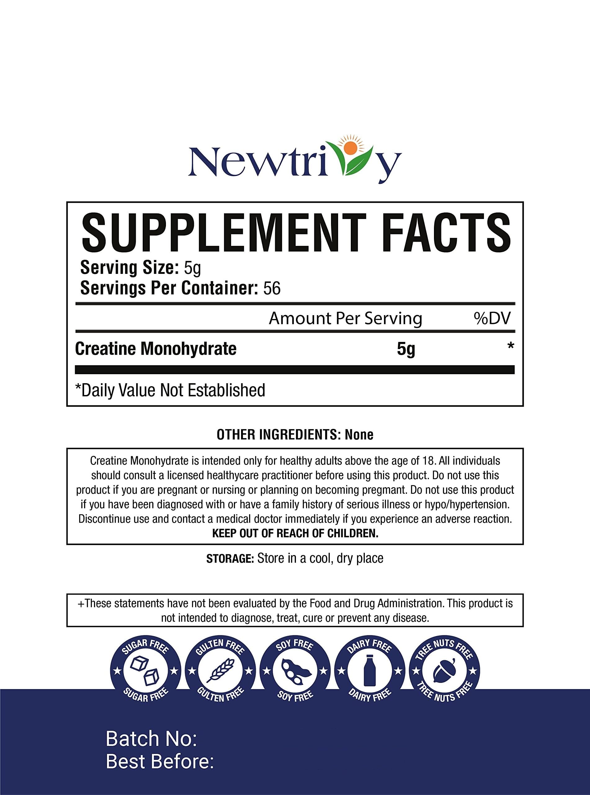 Creatine Monohydrate,Micronized, Pure,Unflavored,280g (9.8oz) NewtrivyBuy Supplements Australia