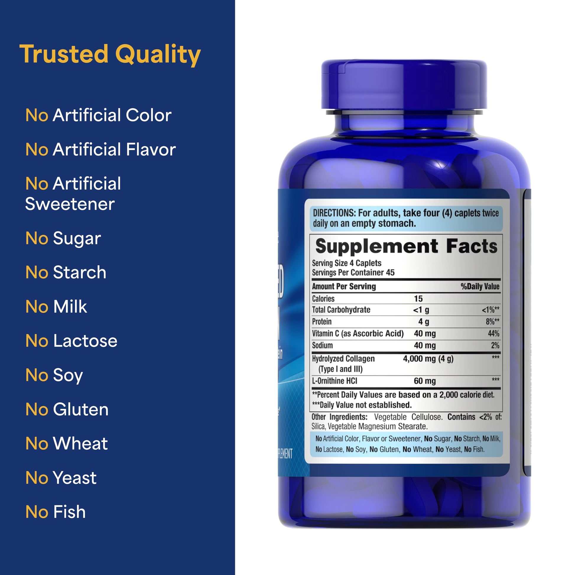 Puritan's Pride Hydrolyzed Collagen Pro-Structural Protein for Men and Women 1000mg, Dietary Supplement for Skin, Bones and Joints, 180 Caplets Puritan's Pride buy supplements Au