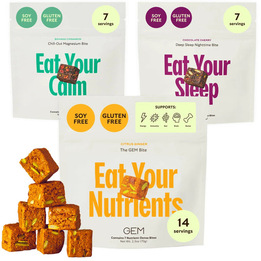 GEM Bite Complete Routine Variety Pack with Daily Multivitamin (14 Bites), Chill-Out Calm (7 Chews) & Deep Sleep Aid (7 Chews) | GEM