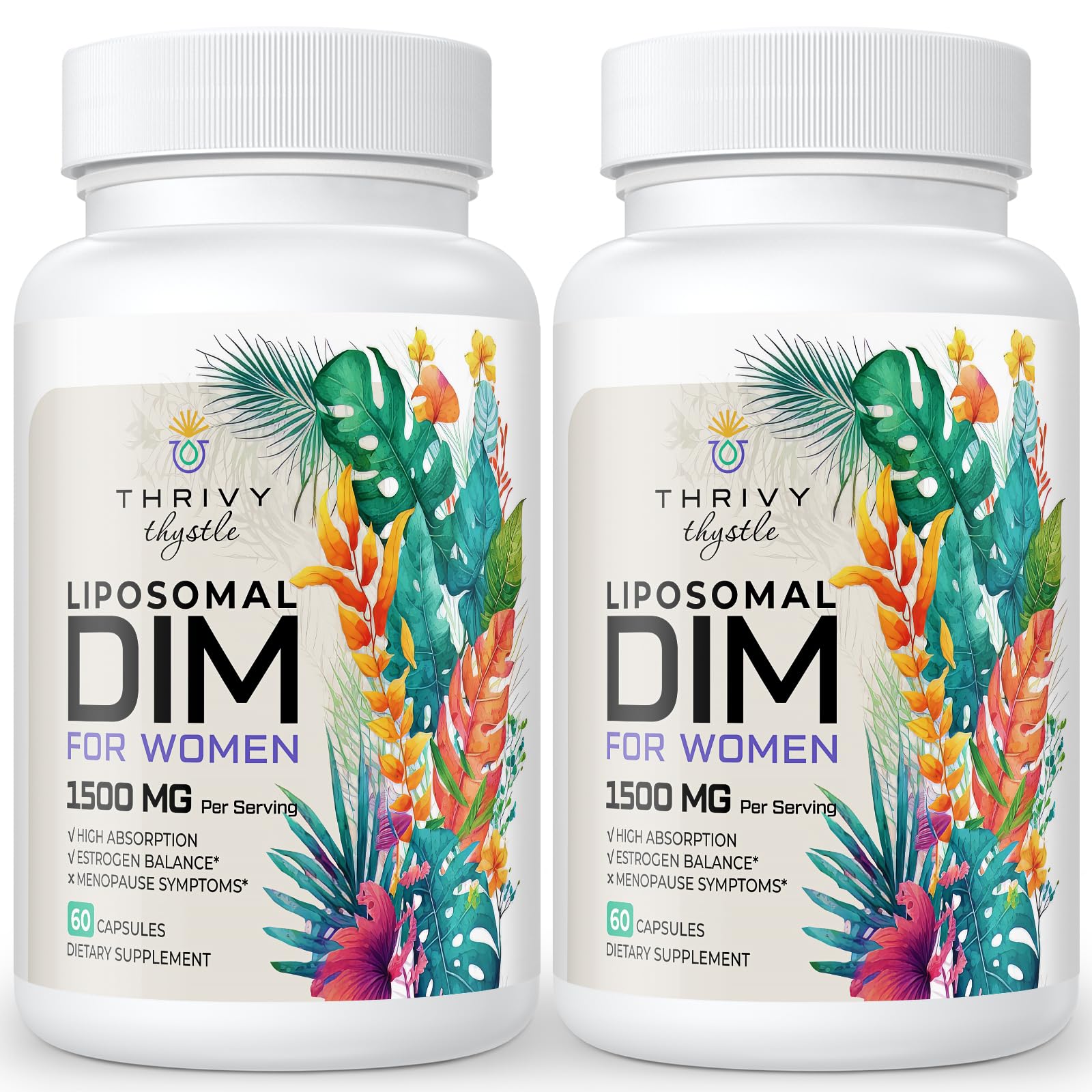 ThrivyThystle Liposomal DIM 400 mg - Hormone Balance, Estrogen Support for Women, DIM Supplement with Vitamin E, Evening Primrose, Black Cohosh, Omega-3 Fatty Acids (120 Capsules) ThrivyThystleBuy Supplements Australia