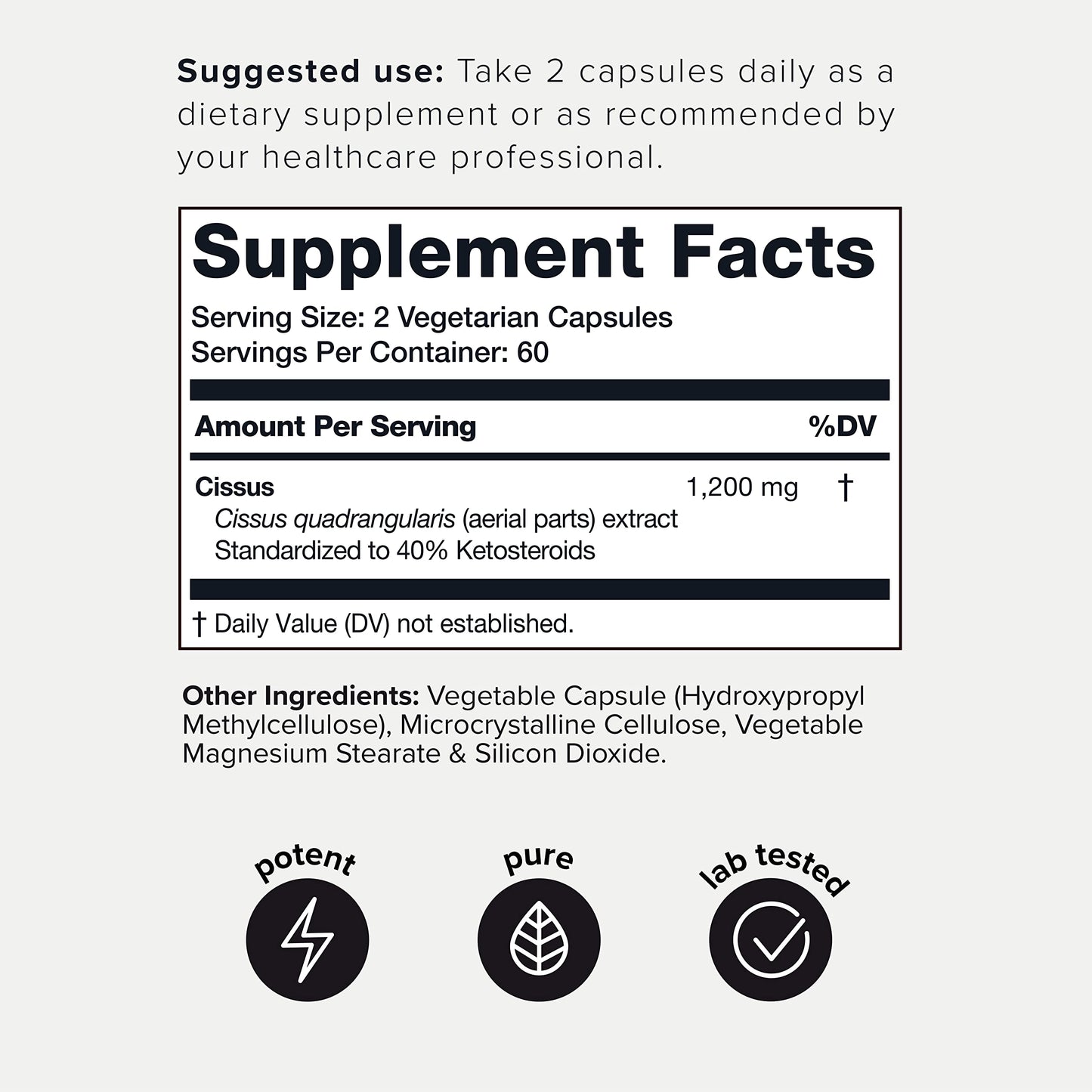 Toniiq Cissus Quadrangularis Capsules - Min. 40% Ketosteroids - Ultra High Strength Tendon and Joint Support Supplement - 1200mg Concentrated Cissus Extract - Wild Harvested in India - 120 Caps Toniiq buy supplements Au