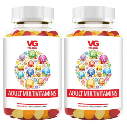 VITA GLOBE Adult Multivitamin Gummies – 9 Daily Vitamins with C, D, E, B6, B12, Folate & Biotin | Delicious Juicy Trio Orange VITA GLOBE