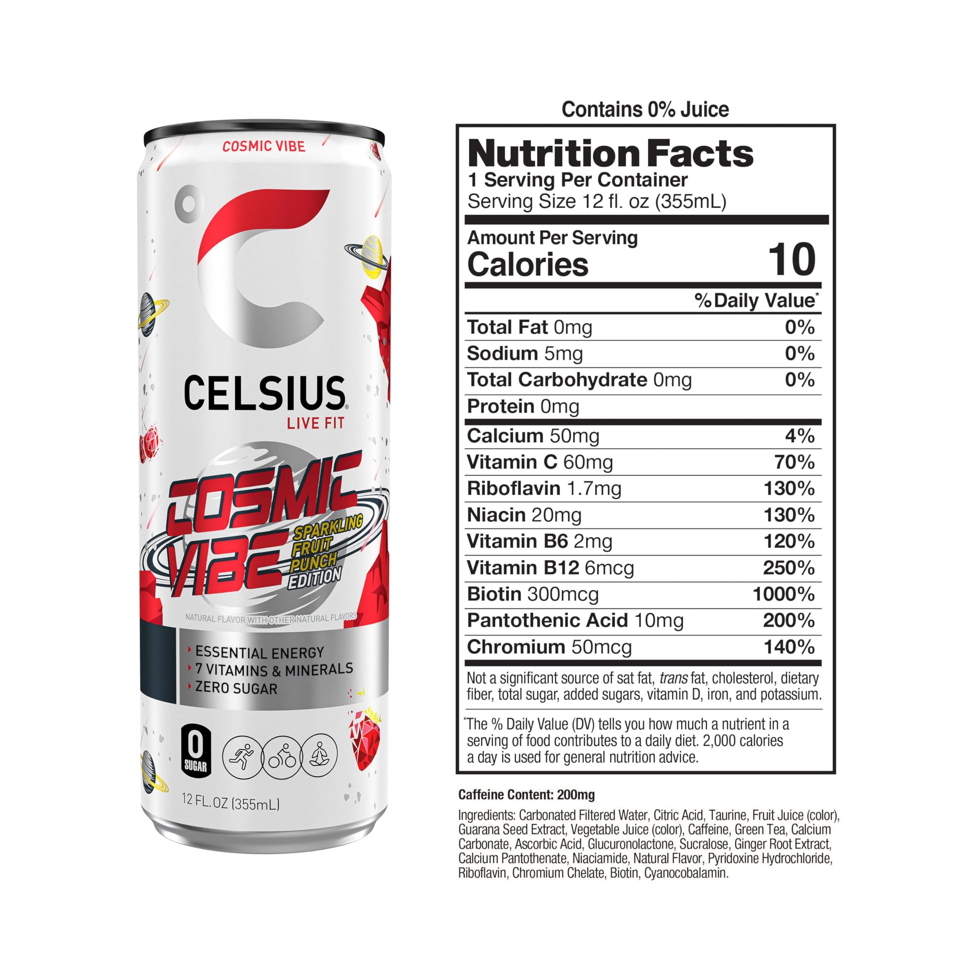 CELSIUS Sparkling Cosmic Vibe, Functional Essential Energy Drink 12 Fl Oz (Pack of 12) CELSIUSBuy Supplements Australia