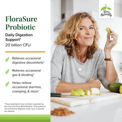 Terry Naturally FloraSure Probiotic - Digestion Supplement to Aid Against Occasional Bloating & Support Gas Relief - Gut Health Support with Bifidobacterium Bifidum - 30 Capsules (Pack of 2) Terry Naturally buy supplements Au
