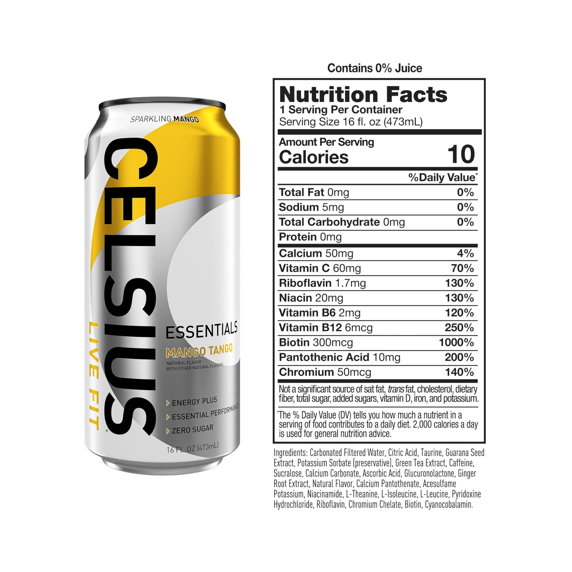 CELSIUS ESSENTIALS, Sparkling Mango Tango, Performance Energy Drink 16 Fl Oz CELSIUSBuy Supplements Australia
