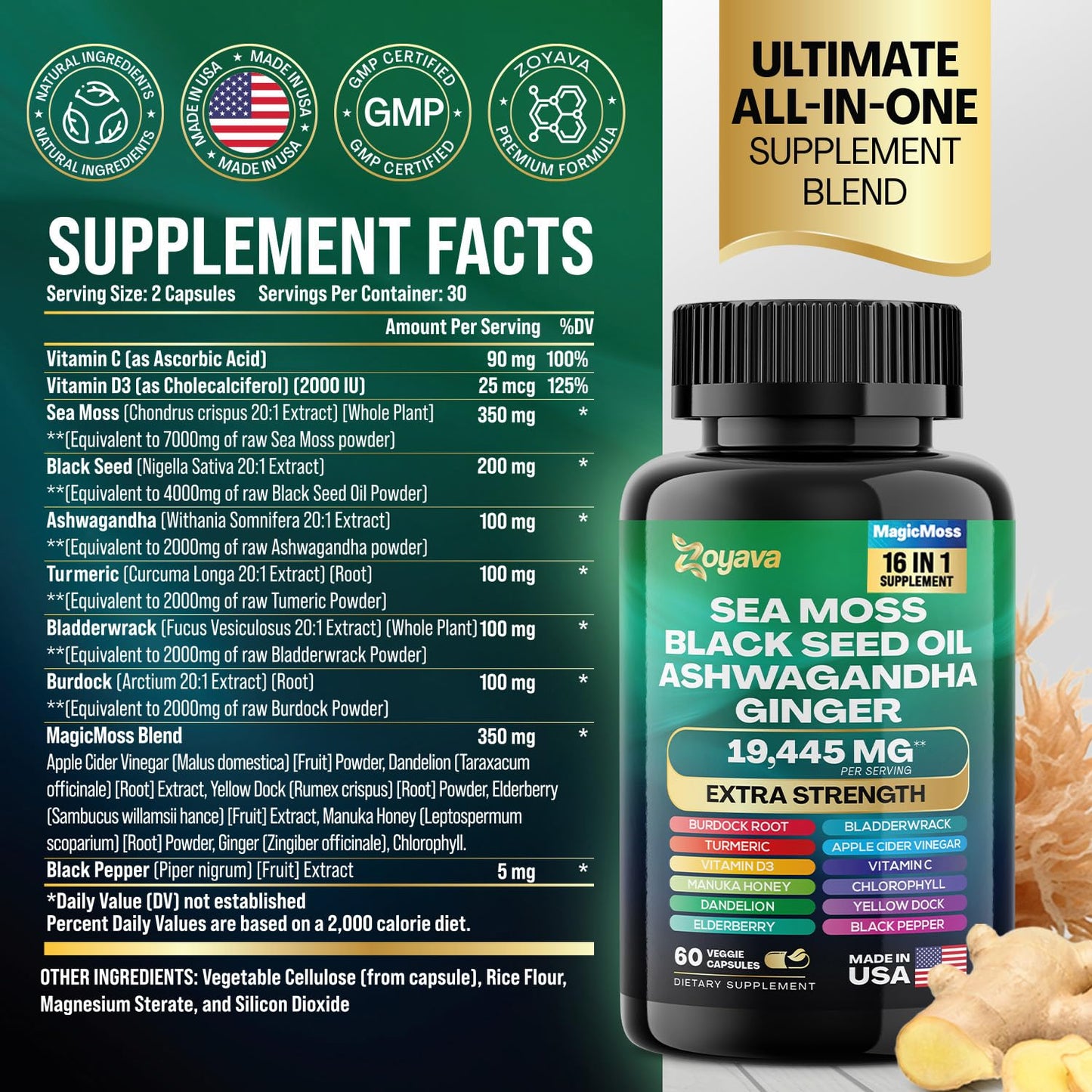 Zoyava Sea Moss Supreme16 Blend 19,445 MG and Shilajit 15,250 MG - Nature's Synergy ZoyavaBuy Supplements Australia