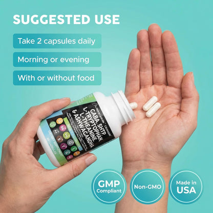 Clean Nutraceuticals GABA 750mg 5 HTP 200mg L Tryptophan 500mg L Theanine 200mg Ashwagandha SAM-e L-Glycine - Mood Support Vitamins for Women and Men with L-Tyrosine 5-HTP (5-Hydroxytryptophan) Clean Nutraceuticals buy supplements Au