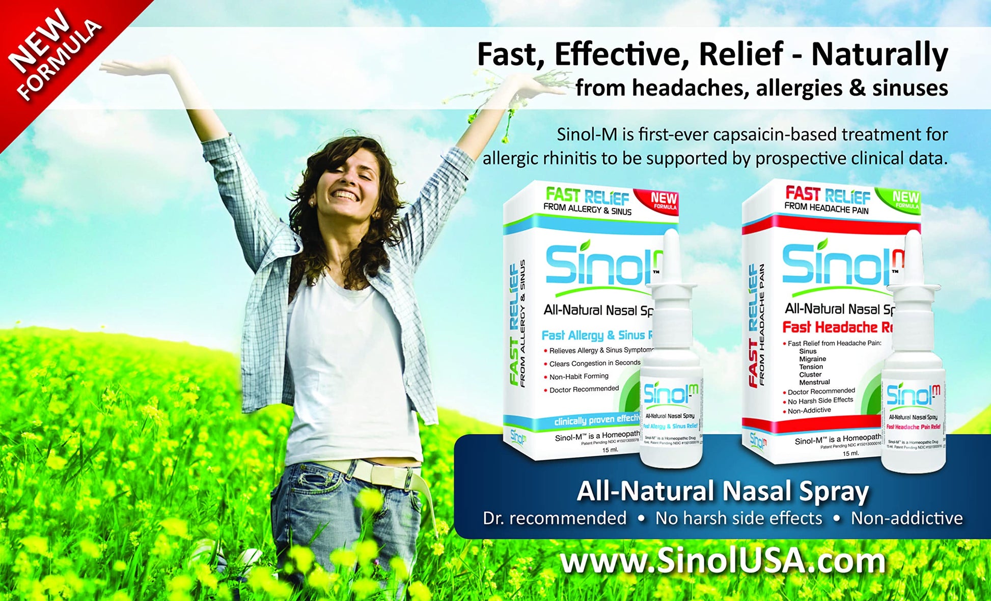 Sinol Headache Relief Spray, Over-The-Counter Medication Nose Spray for Migraine Cluster Tension, Sinus Relief & Nasal Decongestants, 15 ml SinolBuy Supplements Australia