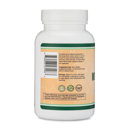 Creatine Monohydrate Capsules - 1g per Serving, 120 Count - No Fillers, Vegan Safe, Non-GMO, Gluten Free by Double Wood Double Wood SupplementsBuy Supplements Australia