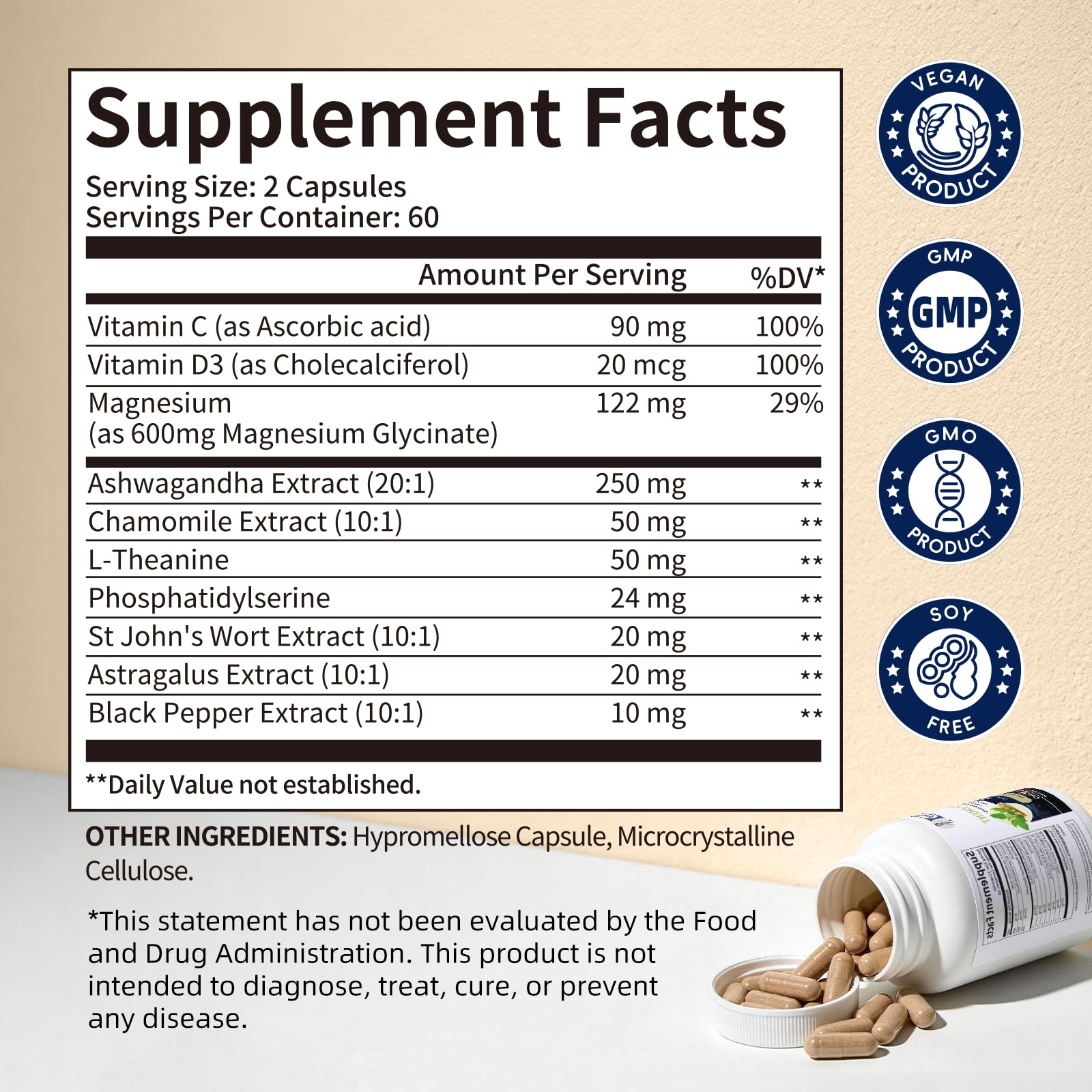 Alliwise Cortisol Supplements for Women and Men with Magnesium, Ashwagandha,L-Theanine,Chamomile & PS,High Cortisol Reducer, Manager, Detox, Lower for Mood,Focus,Sleep,Non-Drowsy,No Melatonin AlliwiseBuy Supplements Australia