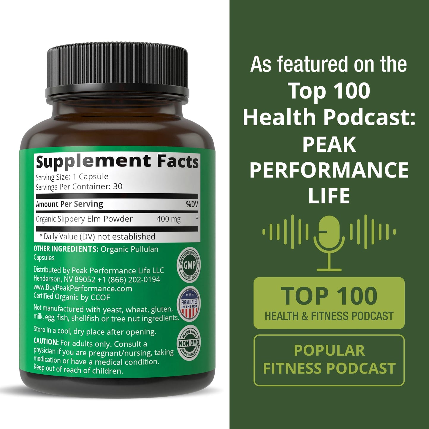 USDA Organic Slippery Elm for Women & Men. Vegan Capsules with Micronized Slippery Elm Bark Powder for Digestion, Bloating Relief, & Gut Lining. Natural Mucilage That Soothes The Throat & Airways Peak PerformanceBuy Supplements Australia