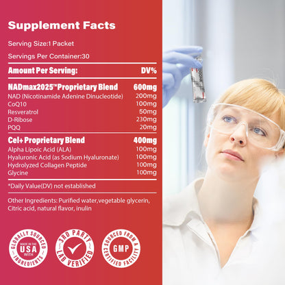 NAD+ 1000mg Liquid Packets Supplement - Premium Nicotinamide Riboside & Resveratrol for Cellular Energy,Advanced NAD Booster for Men & Women (90 Pocket) zoooneBuy Supplements Australia