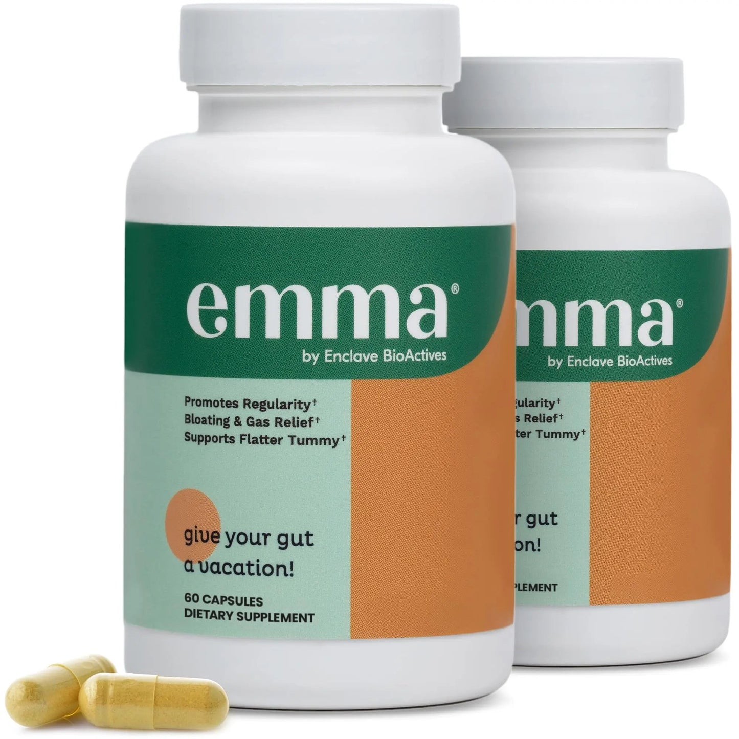Emma Gut Health - 2 Pack - Gas and Bloating Relief, Constipation, Leaky Gut Repair - Gut Cleanse & Restore Digestion - Regulate Bowel Movement. Probiotics and Laxative Alternative, 120 Capsules EmmaBuy Supplements Australia