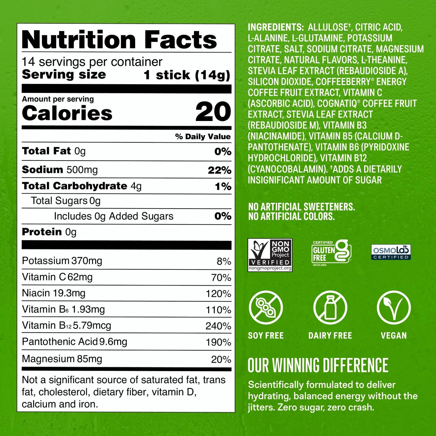 Liquid I.V.® Hydration Multiplier Sugar-Free + Energy - Blackberry Lemonade | Electrolyte Powder Drink Mix | 1 Pack (14 Servings)