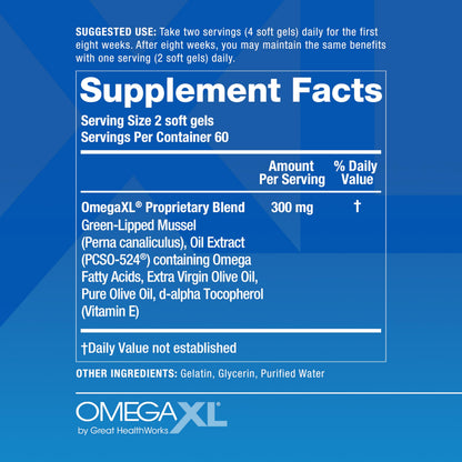 OmegaXL Joint Support Supplement - 60 Softgels & VitaminXL D3 High Potency Daily Vitamin D 5000 IU 125mcg Immune Support Supplement (30 Softgels) - 2 Pack OmegaXLBuy Supplements Australia