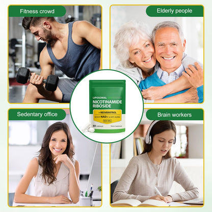 NAD Supplement with Nicotinamide Riboside - Resveratrol,Liposomal Nicotinamide Riboside,Quercetin - High Purity NAD Supplement for Anti-Aging, Focus, Energy 160 Capsules (2 Bag) RuduwuBuy Supplements Australia