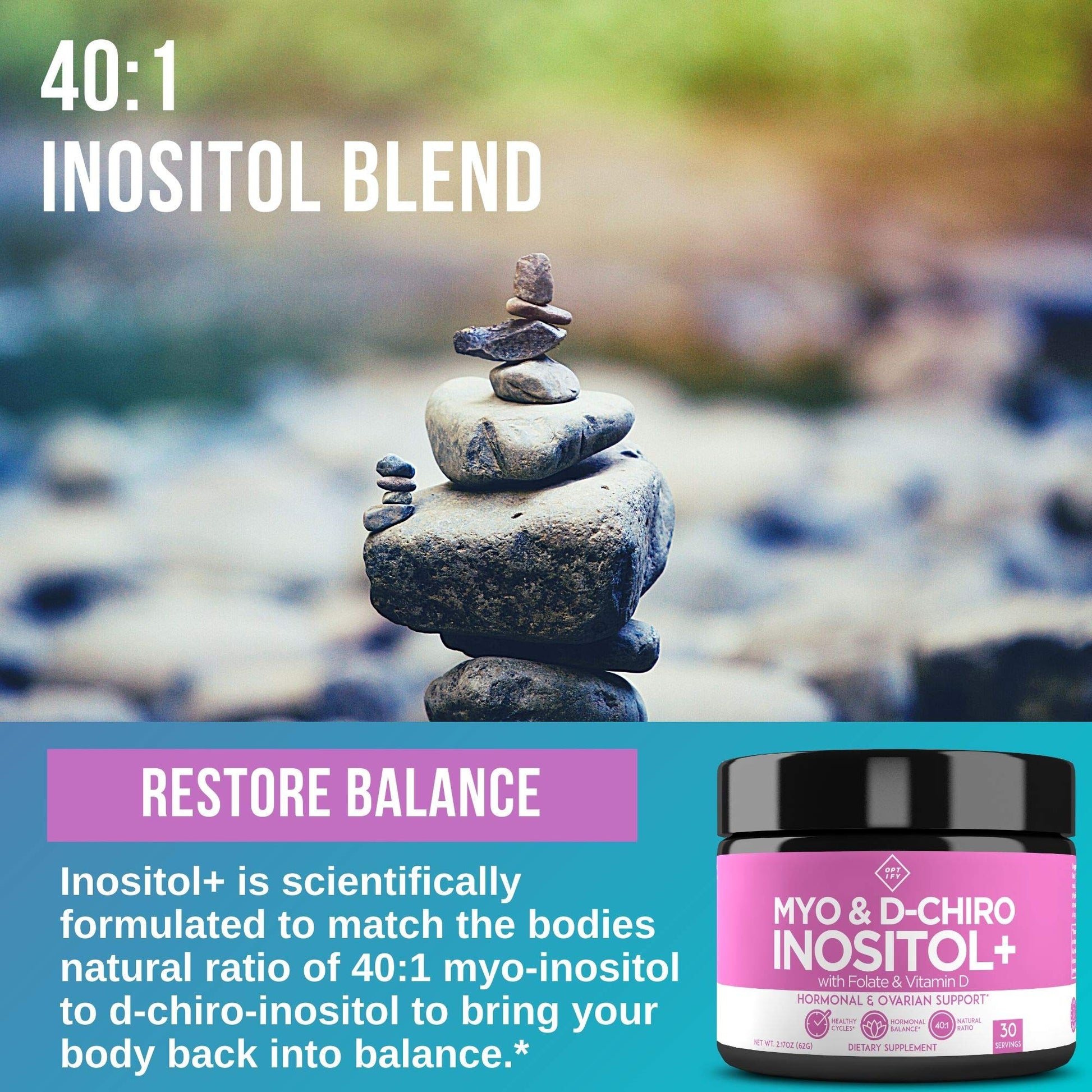 Premium Inositol Supplement Bundle - Myo-Inositol and D-Chiro Inositol Plus Folate OptifyBuy Supplements Australia