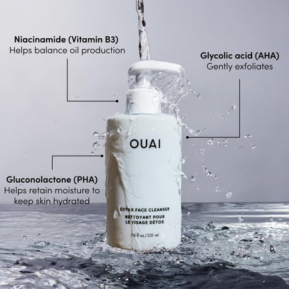 OUAI Detox Facial Cleanser - Deep Cleansing Face Wash with Glycolic Acid, Niacinamide & PHA - Removes Sweat, Dirt & Oil Without Drying - Gentle Face Cleanser for Post-Workout (7.8 Fl Oz) OUAIBuy Supplements Australia