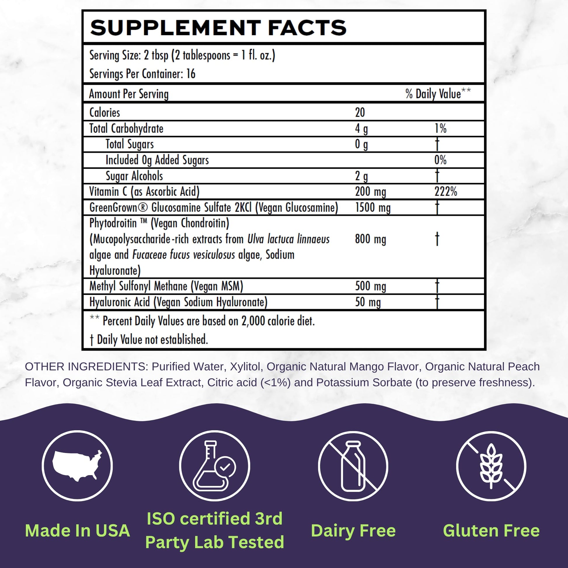 Joint Nourish – 100% Vegan Liquid Joint Supplement | Vegan Glucosamine, Chondroitin, MSM, Hyaluronic Acid & Vitamin C | Mango-Peach | Supports Joint Mobility, Cartilage & Skin | Sugar-Free,16 Servings VitaminallyBuy Supplements Australia