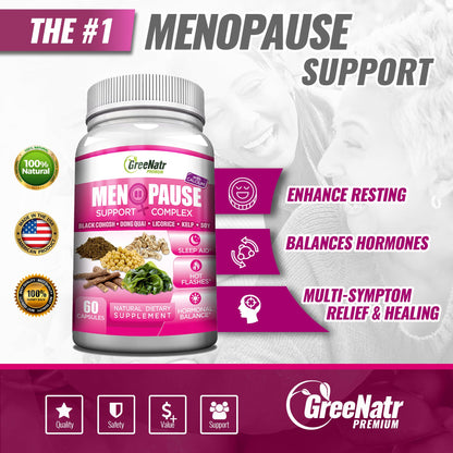 GreeNatr Menopause Supplements for Women - Perimenopause Supplements Women with Dong Quai & Black Cohosh for Menopause Hot Flashes - Menopause Support for Sleep Quality & Hormone Balance - 60 Caps GreeNatrBuy Supplements Australia