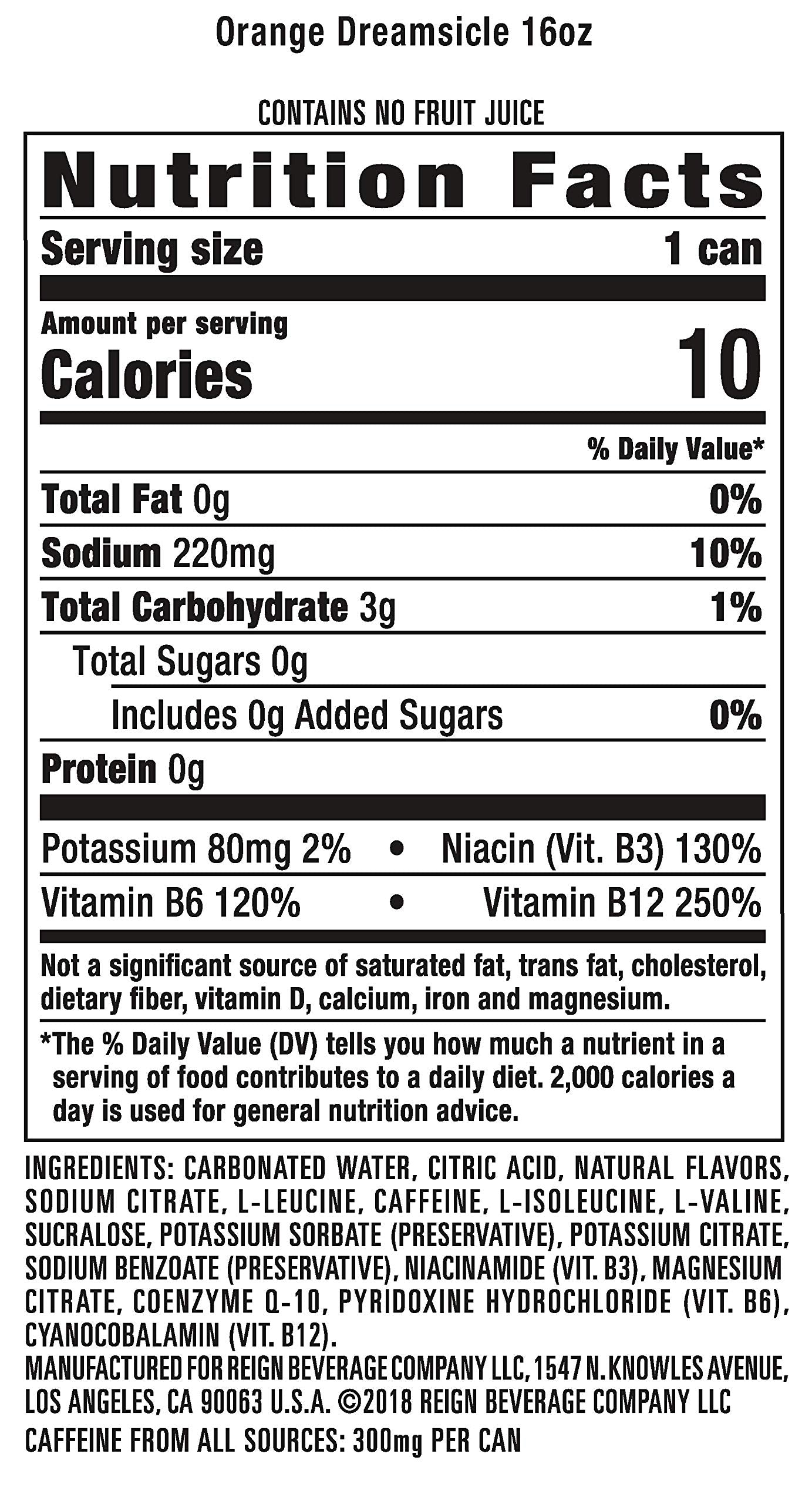Reign Total Body Fuel, Orange Dreamsicle, Fitness & Performance Drink, 16 Fl Oz (Pack of 12) ReignBuy Supplements Australia