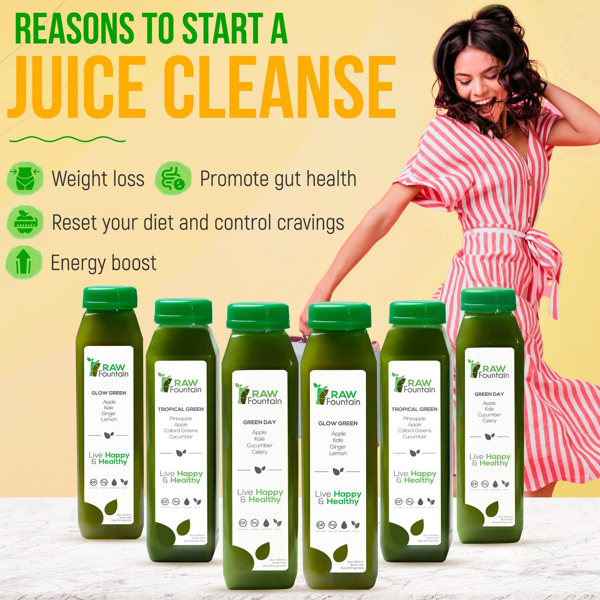Raw Fountain 5 Day Green Juice Cleanse, All Natural Raw, Vegan Detox, Cold Pressed Raw FountainBuy Supplements Australia