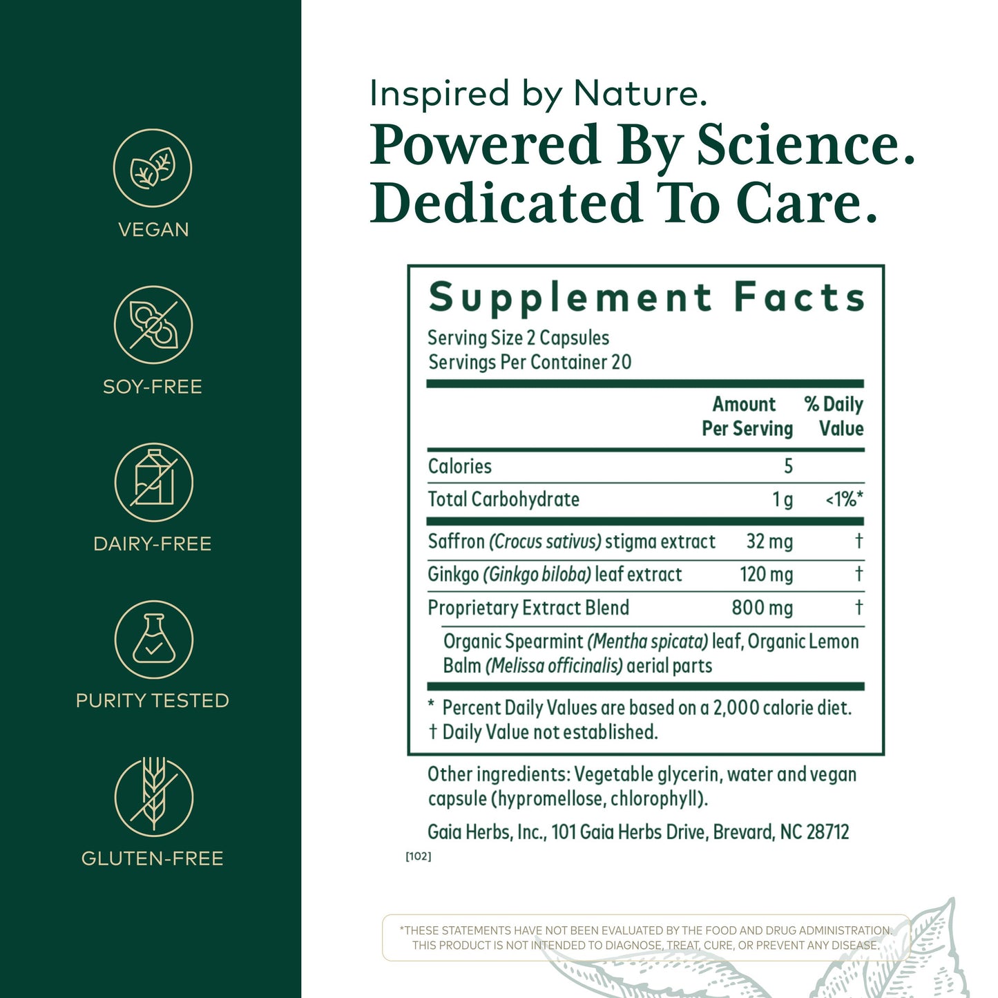 GAIA HERBS PRO Nootropic Focus - Brain Health Support Supplement* - Nootropic Supplement with Saffron, Ginkgo Leaf Extract & Lemon Balm - Vegan, Gluten-Free - 40 Liquid Phyto-Caps (20 Servings) Gaia Herbs PROBuy Supplements Australia
