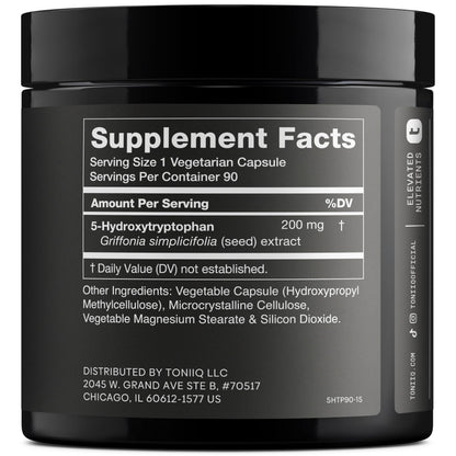 Toniiq Ultra High Strength 5HTP Capsules - 99%+ Highly Purified and Bioavailable - 12:1 Concentrated Extract - 200mg - 90 Veggie Capsules Toniiq buy supplements Au