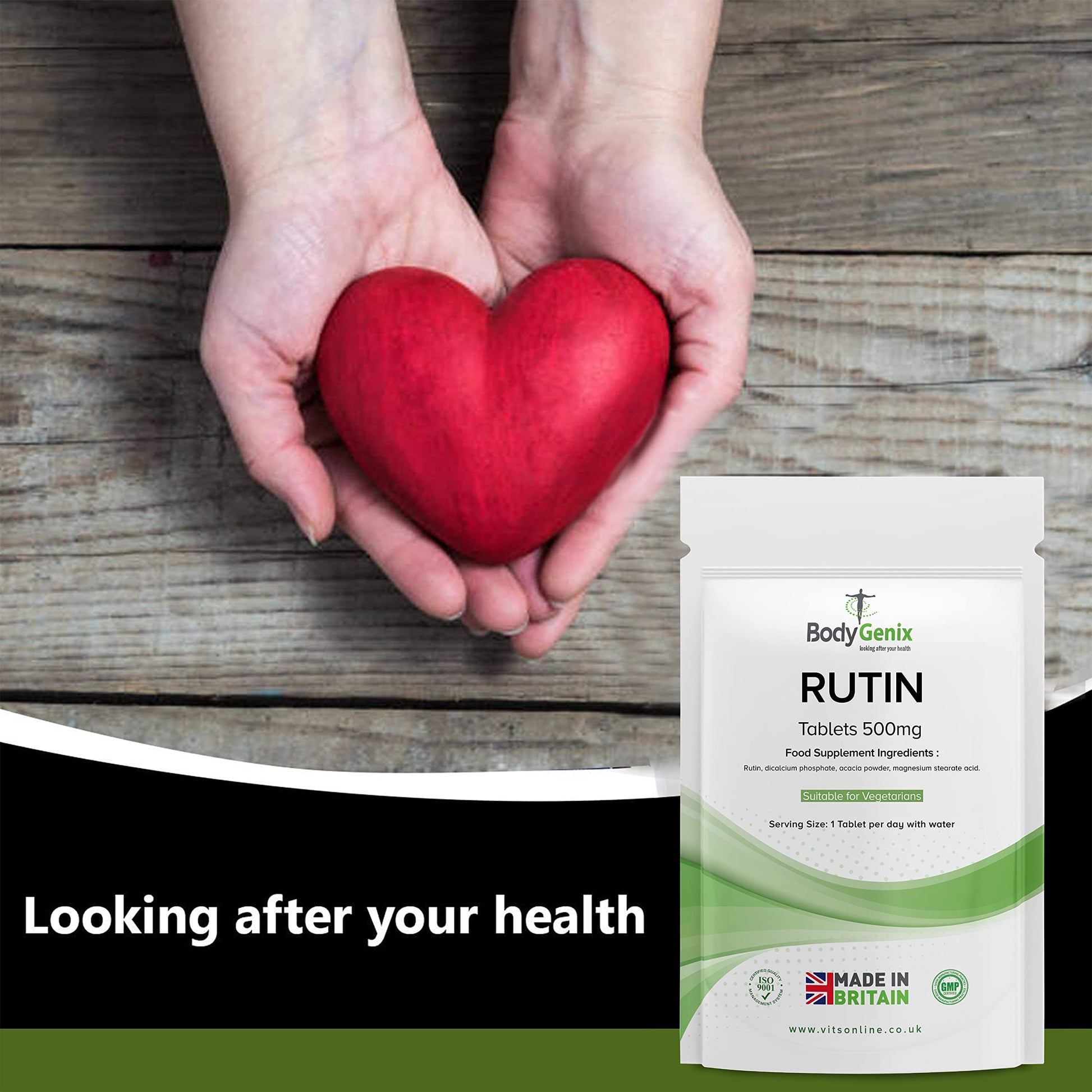 Bodygenix Rutin 500mg Tablets CAPILLARIES, VARICOSE Veins, Hemorrhoids Veg Friendly BodygenixBuy Supplements Australia