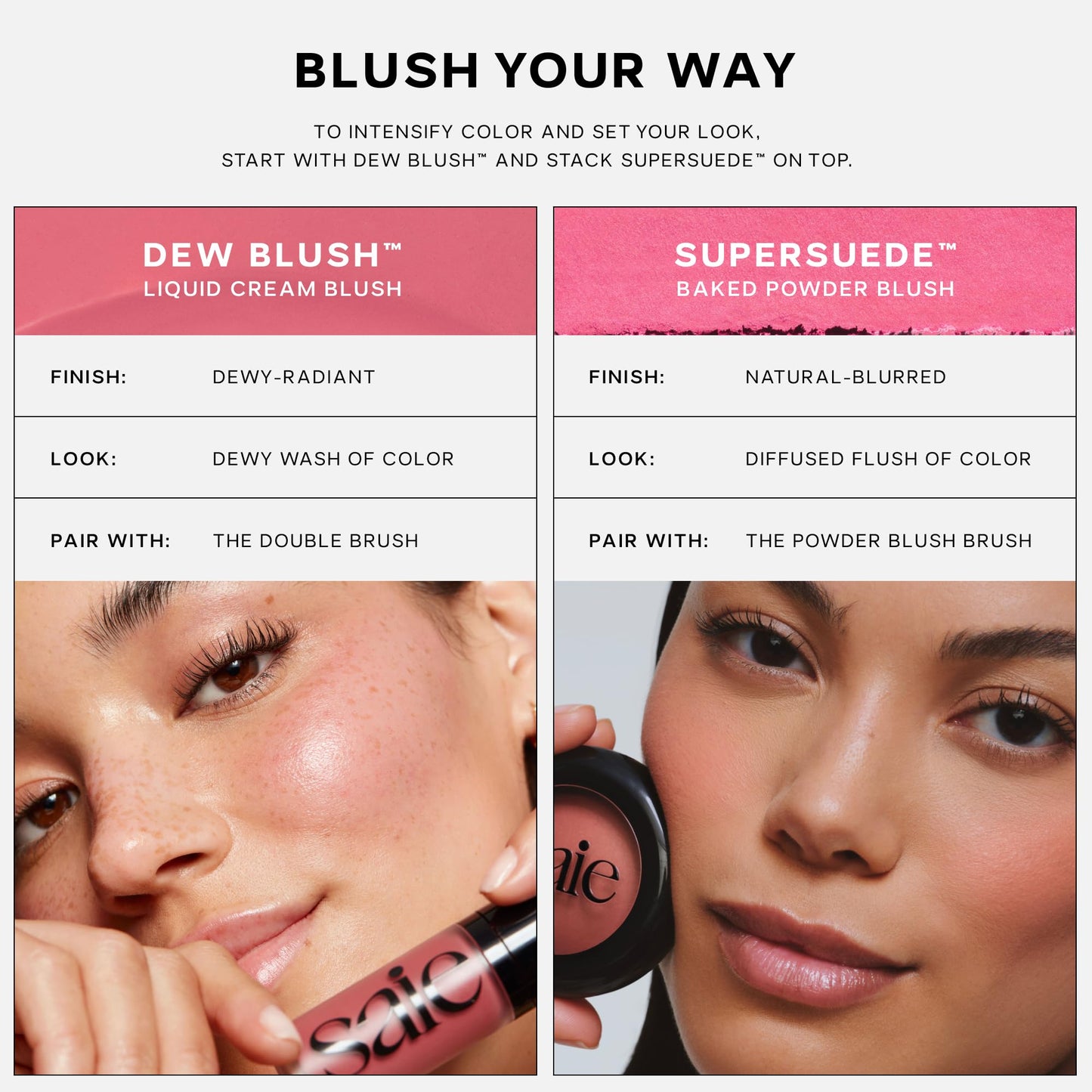Saie Cheek Flush Duo - Dew Liquid Blush (.40 oz, Flirty), SuperSuede Baked Powder Blush (.01 oz, Amore) - Layerable, Skin-Nourishing Blushes for a Seamless Radiant Finish SaieBuy Supplements Australia
